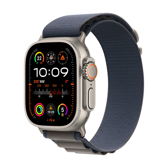 Apple Watch Ultra 2 LTE 49mm i Titan med Alpine Loop S - Blå