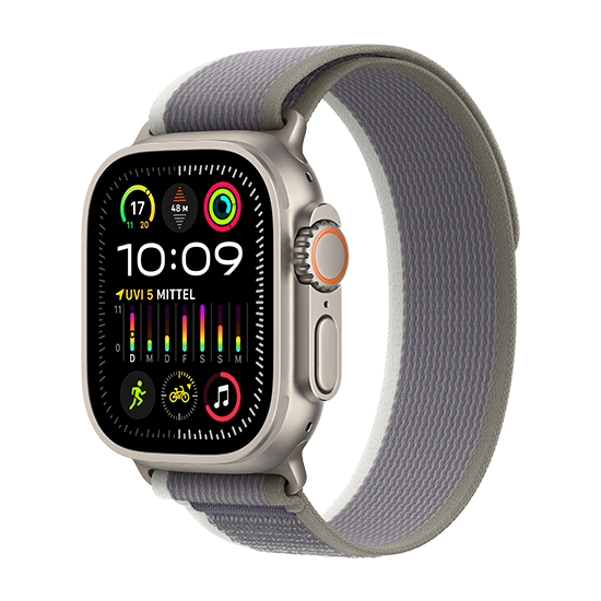 Apple Watch Ultra 2 LTE 49mm Titanium med Trail Loop - Grøn/Grey